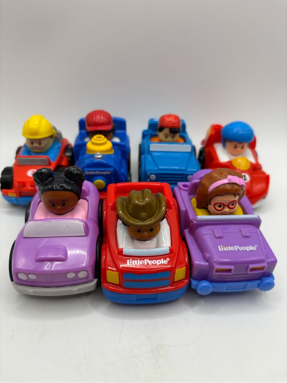 Fisher Price Little People Wheelies Car Bundle Lot Of 7 Used Toys 2009 2014